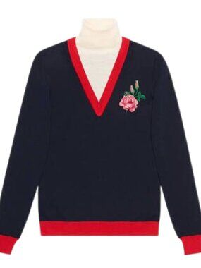 Gucci Embroidered Merino Wool Sweater